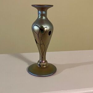 Artisan Iridescent Vase with Black Detailing